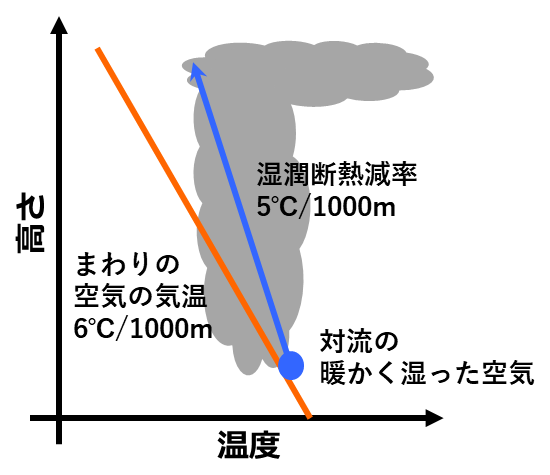 図2 湿潤対流調節スキームの概念図。