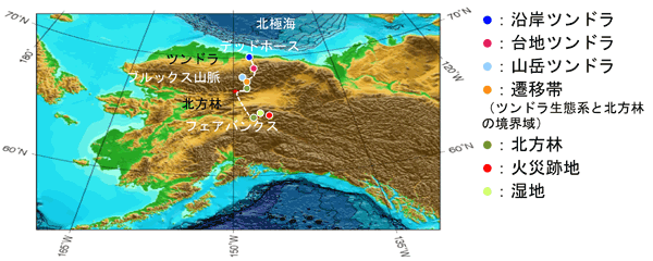 fig. アラスカ北部における観測サイト