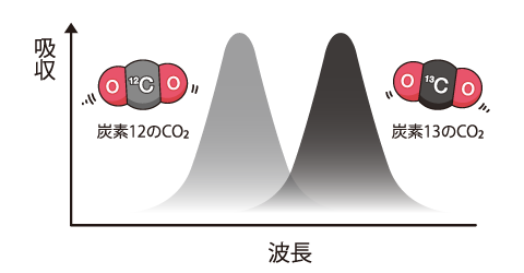 fig. 同位体毎に吸収波長は異なる