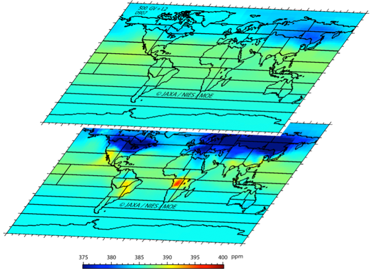 fig. レベル4B全球二酸化炭素濃度分布
