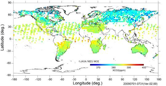 fig. 2009年7月 二酸化炭素カラム平均濃度
