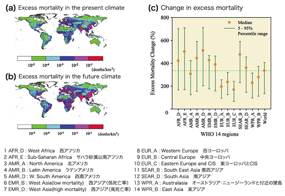 Excess mortality induced by heat stress