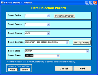 screenshot: Data Selection Wizard