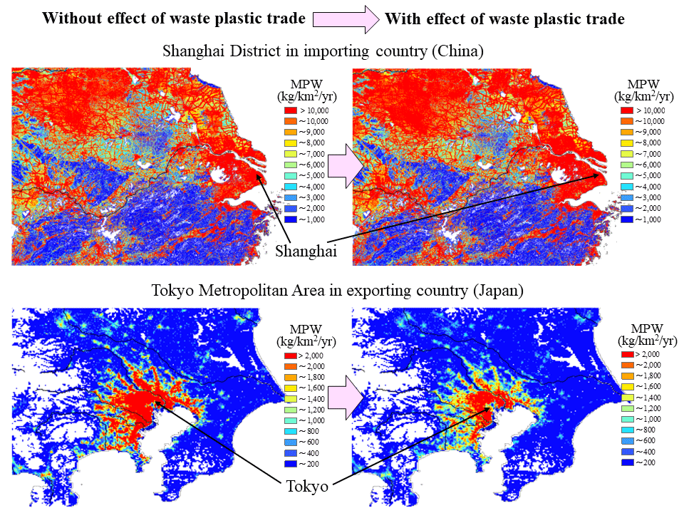 Fig. 6 Effect of waste plastic trade on MPW in Asian regions.